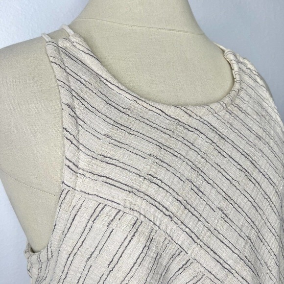 Free People Novelty Ivory Blue Striped Linen Sleeveless Open Back Mini Dress - Picture 6 of 14